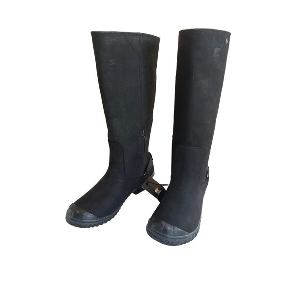 NWT Sorel Grill Slimboot Tall Leather Riding Boots Waterproof Snow Black Buckle - Picture 10 of 14